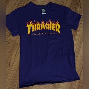 Thrasher Purple Graphic Tee Flame‎ Size Small